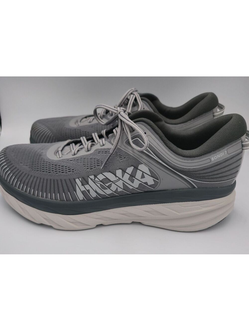 HOKA Bondi 7 Mens 12.5 4E Extra Wide Gray Cushioned Running Walking Shoes